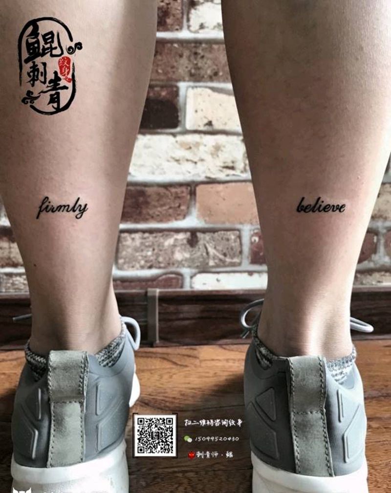 英文纹身图片_腿部图腾欧美写实纹身图案