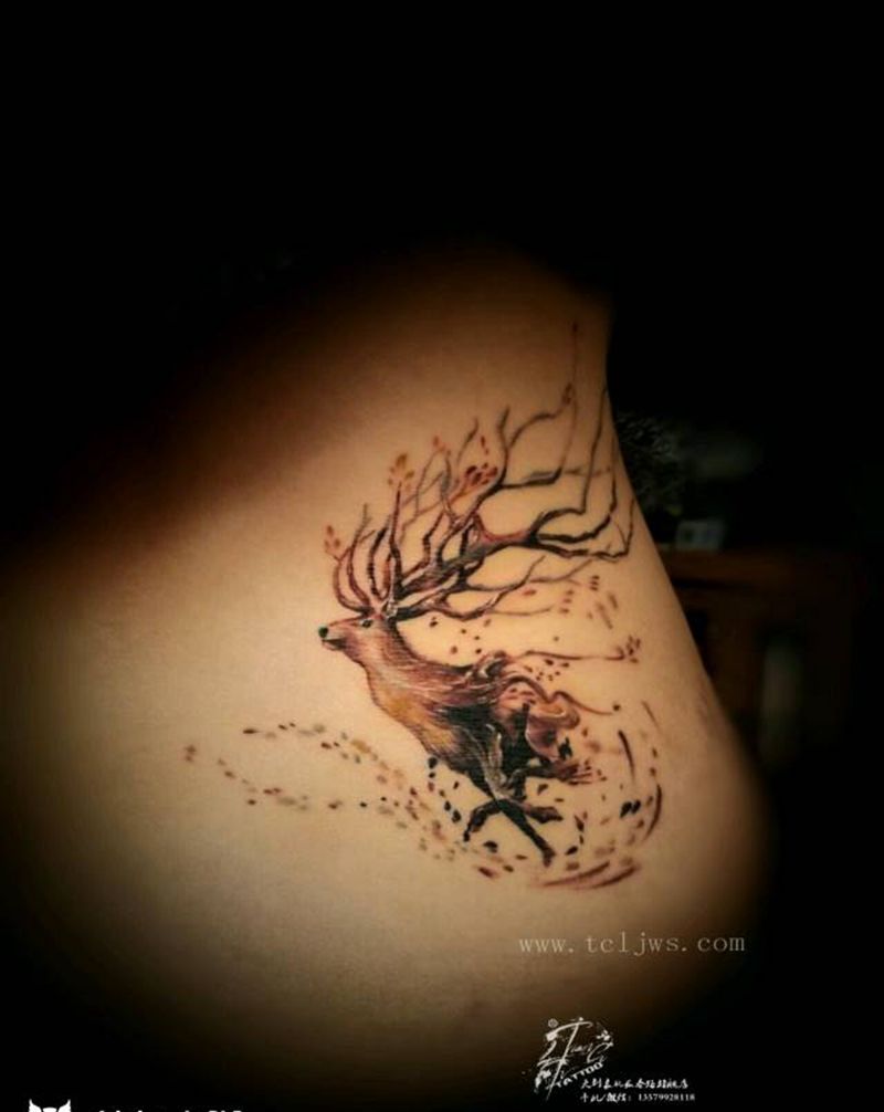 梅花鹿纹身~纹身图片