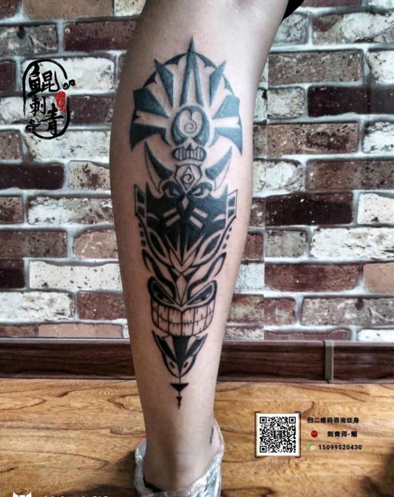 图腾纹身图片_腿部图腾纹身图案