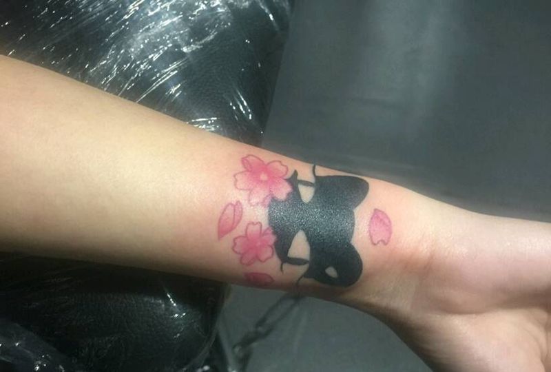 小黑猫纹身图片