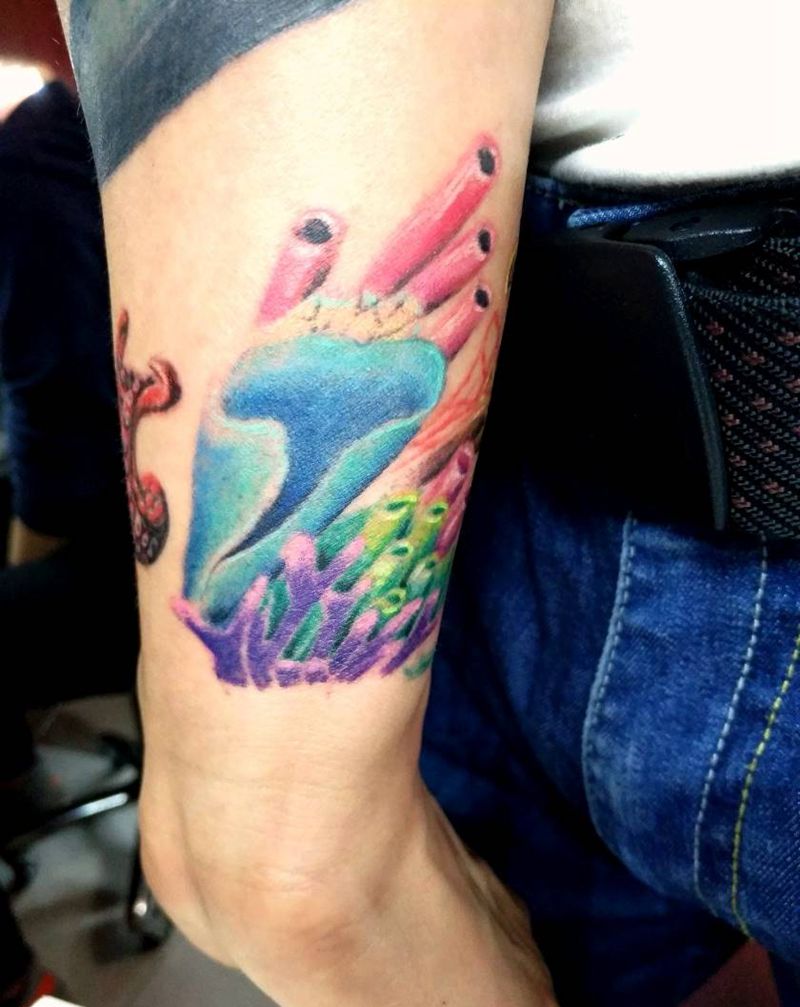 珊瑚纹身图片_手部原创手稿插画纹身图案