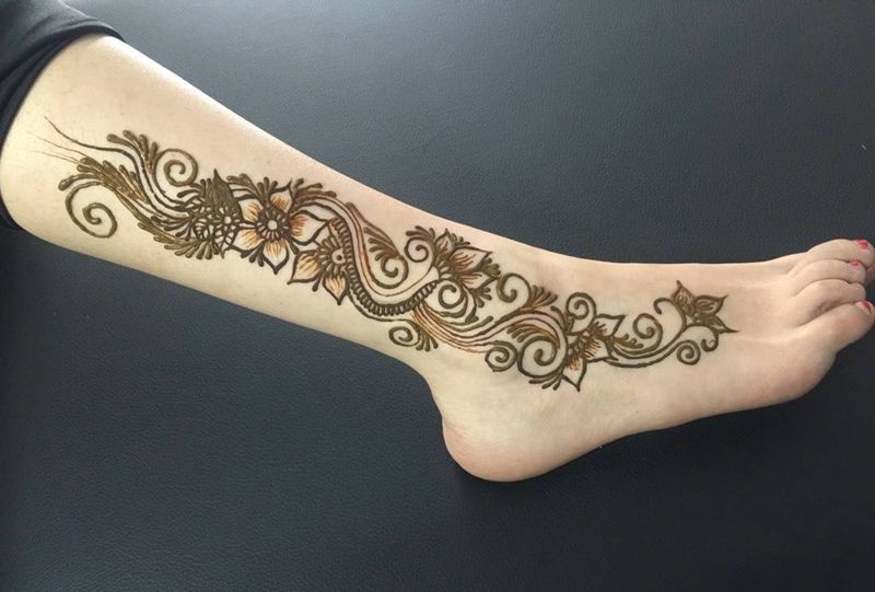 小腿花纹身图片