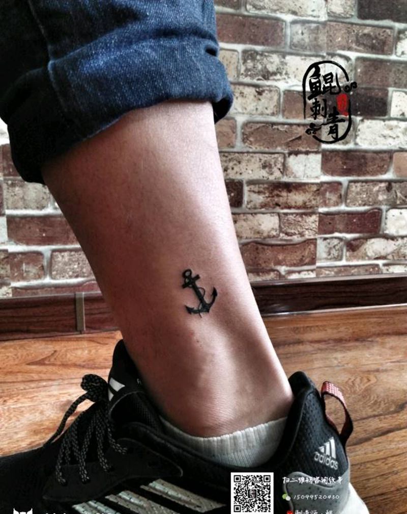 ⚓️ ⛵️纹身图片_腿部新传统纹身图案