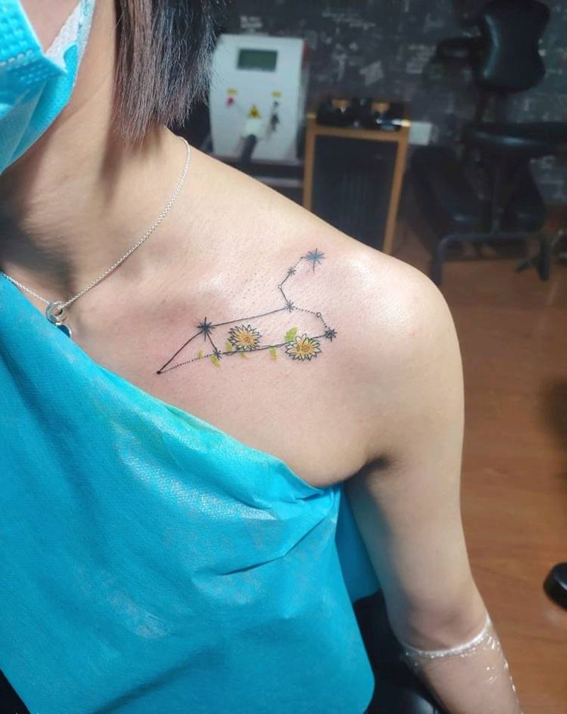 两枚小清新纹身图片_胸部水彩纹身图案