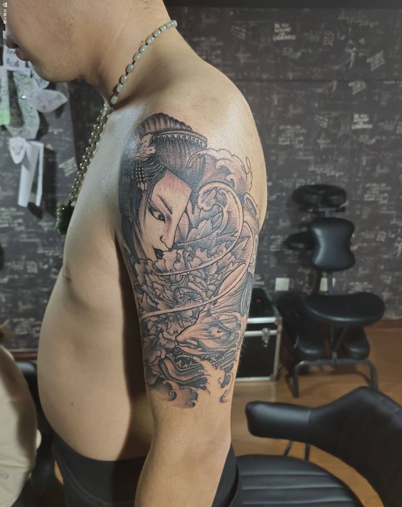 般若～艺妓纹身图片_手臂新传统纹身图案