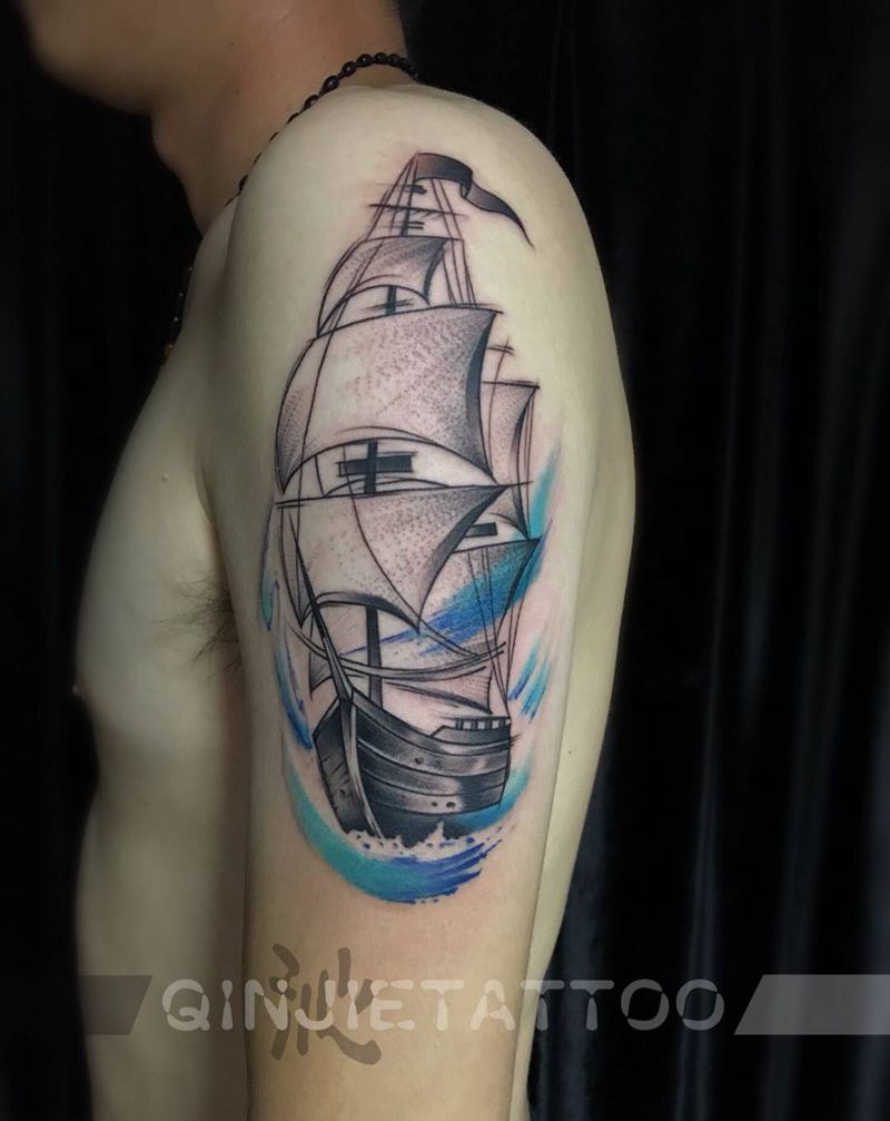 幸运纹身图片_手臂新传统几何纹身图案