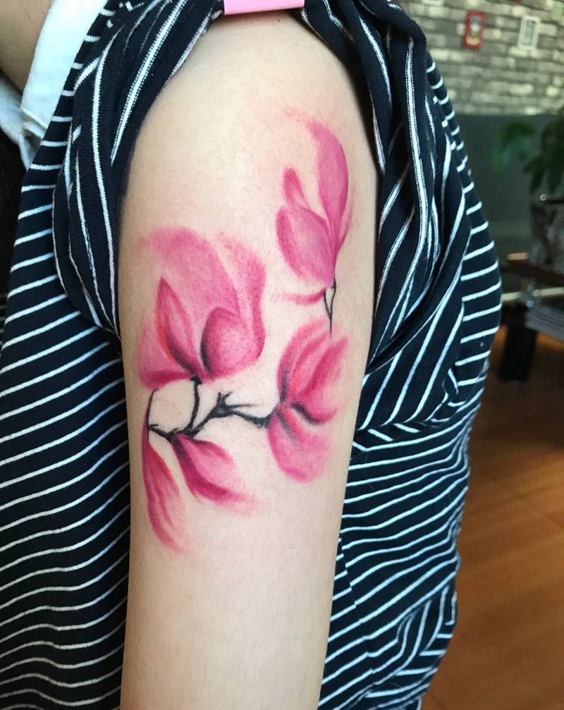 水墨花纹身图片