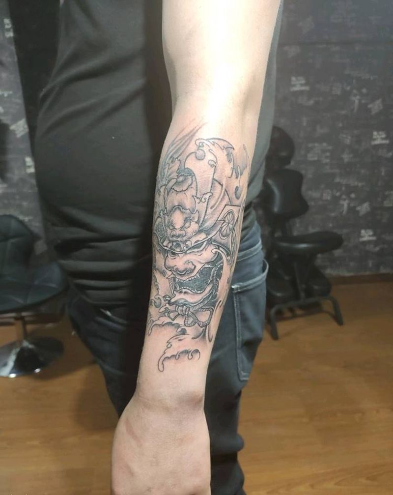 鬼武纹身图片_手臂新传统纹身图案