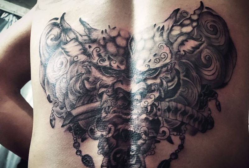 鬼武士纹身图片
