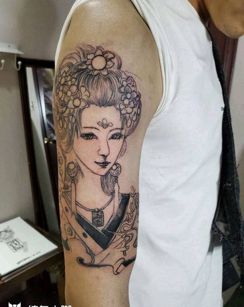 艺妓纹身图片_手臂纹身图案