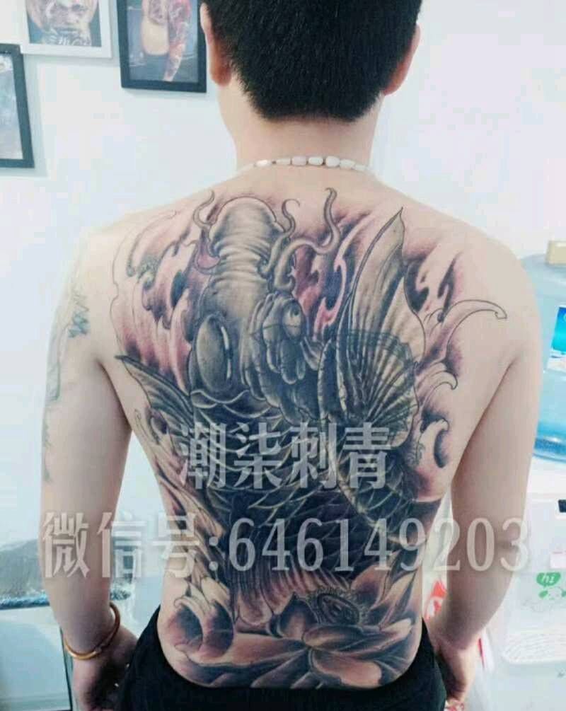 遮盖作品纹身图片_背部传统成品纹身图案