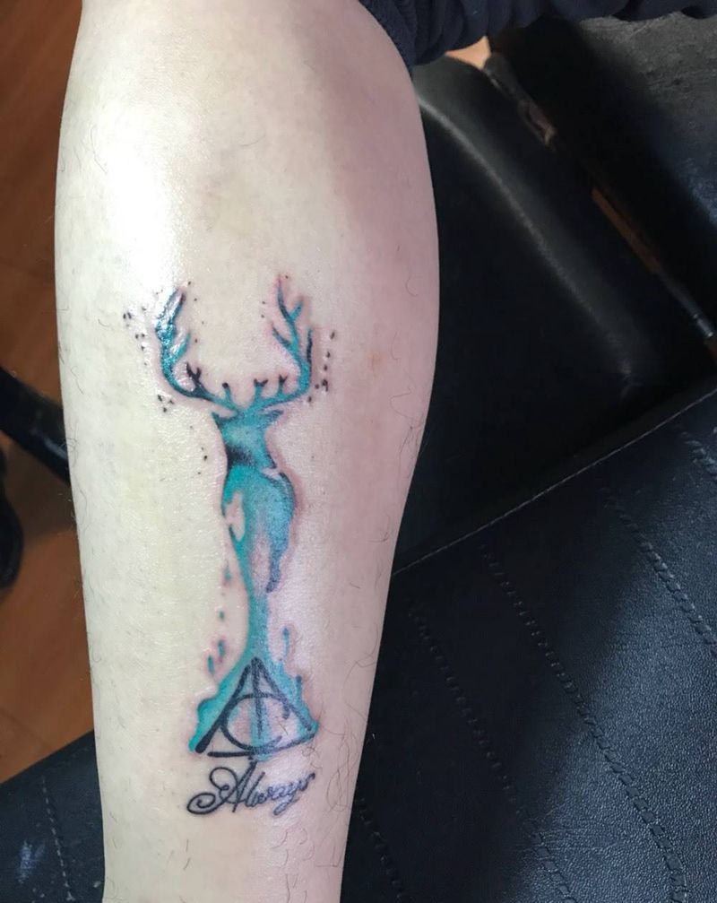 水彩鹿纹身图片