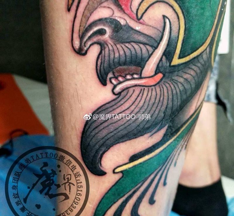 欧美new school纹身图片_腿部欧美人物成品纹身图案