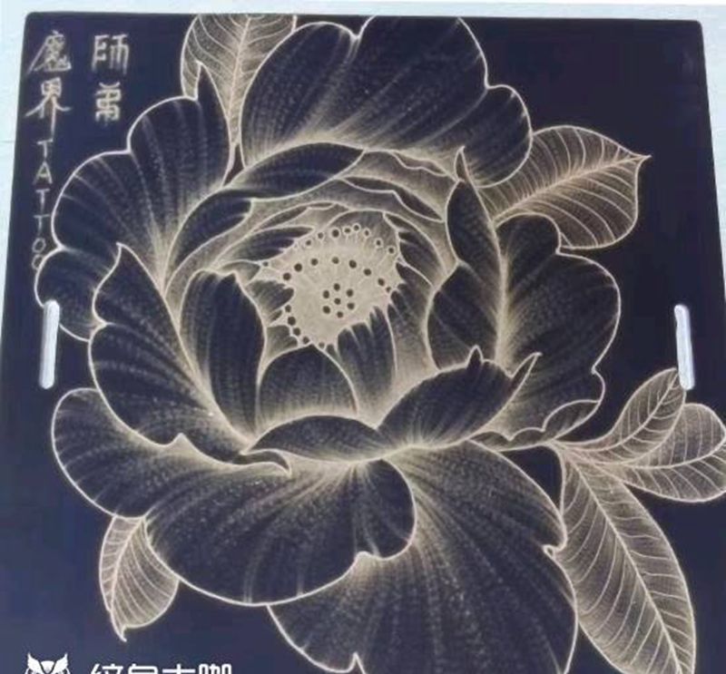 素花牡丹纹身图片_肩部胸部腰部臀部欧美清新植物静物原创手稿纹身图案