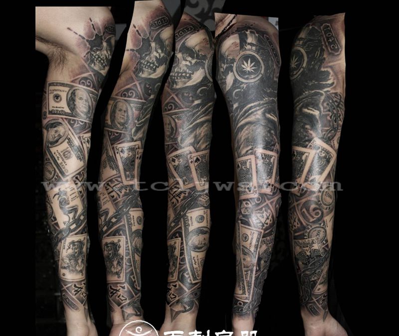 欧美花臂纹身图片_手臂欧美写实纹身图案