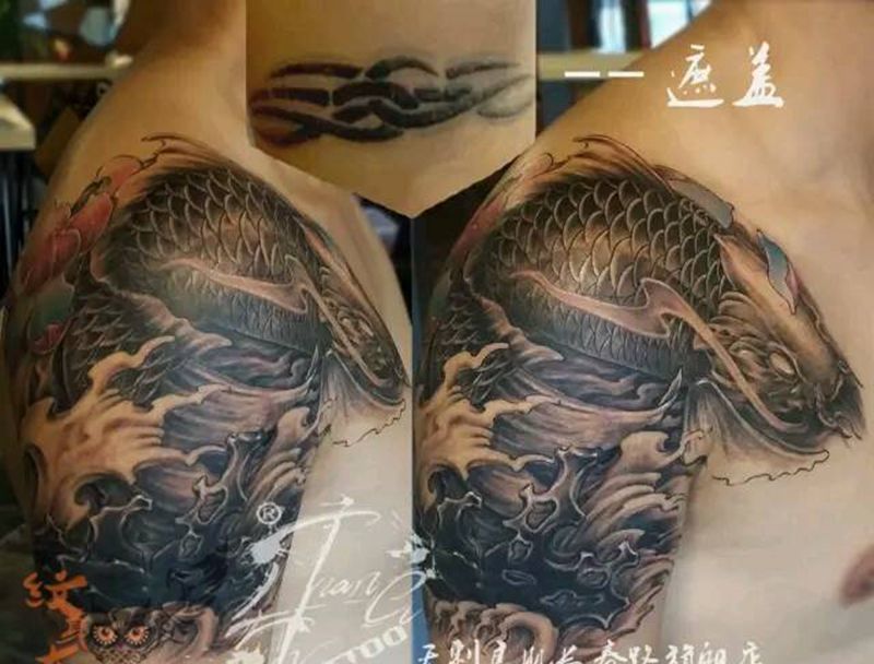 遮盖鱼纹身图片