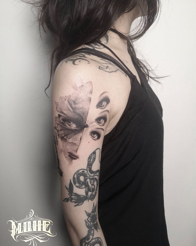 实验风纹身图片_手臂欧美写实点刺纹身图案