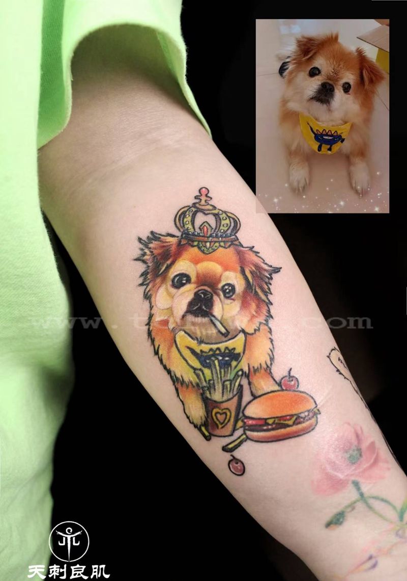 狗狗纹身纹身图片_手臂New School狗狗纹身图案