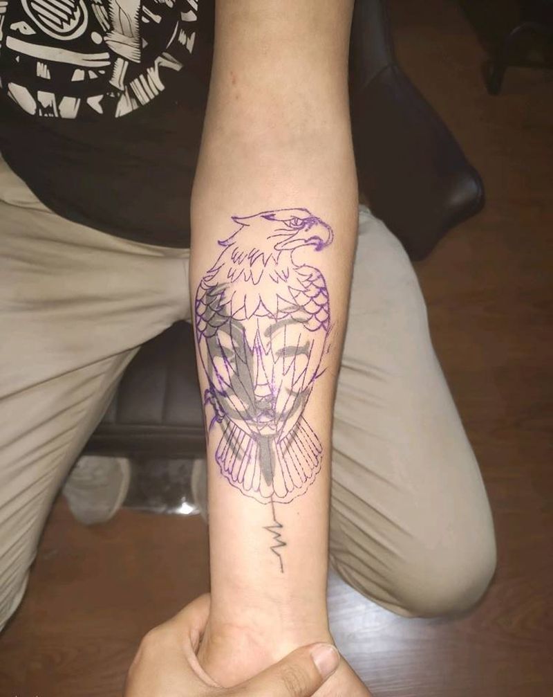 old school老鹰纹身图片_手臂纹身图案