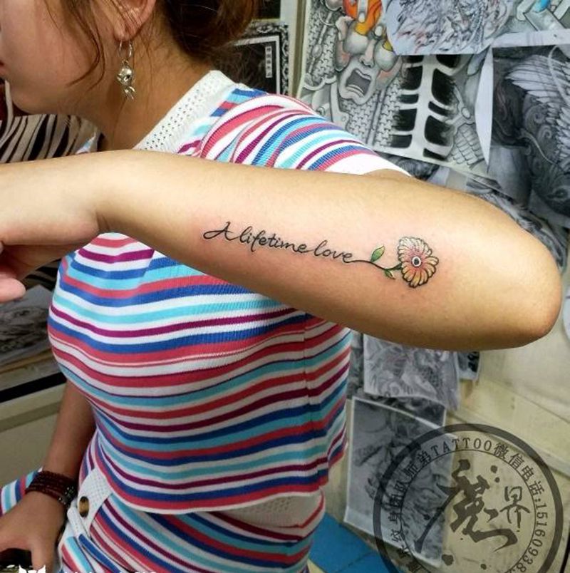 小清新 画 字母纹身图片_手臂清新植物图腾原创成品纹身图案