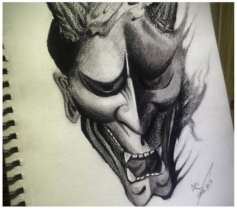 般若纹身图片_手稿传统肩部手臂腿部鬼神纹身图案