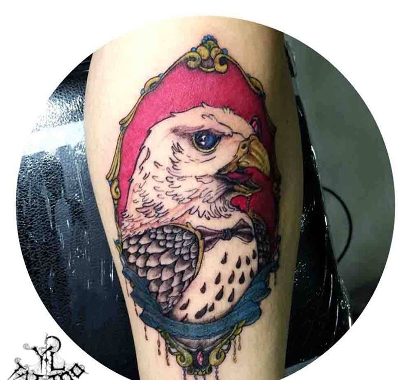 【早期作品】鹰纹身图片_欧美动物成品手臂纹身图案