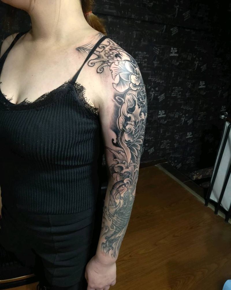 花臂纹身图片_手臂新传统纹身图案