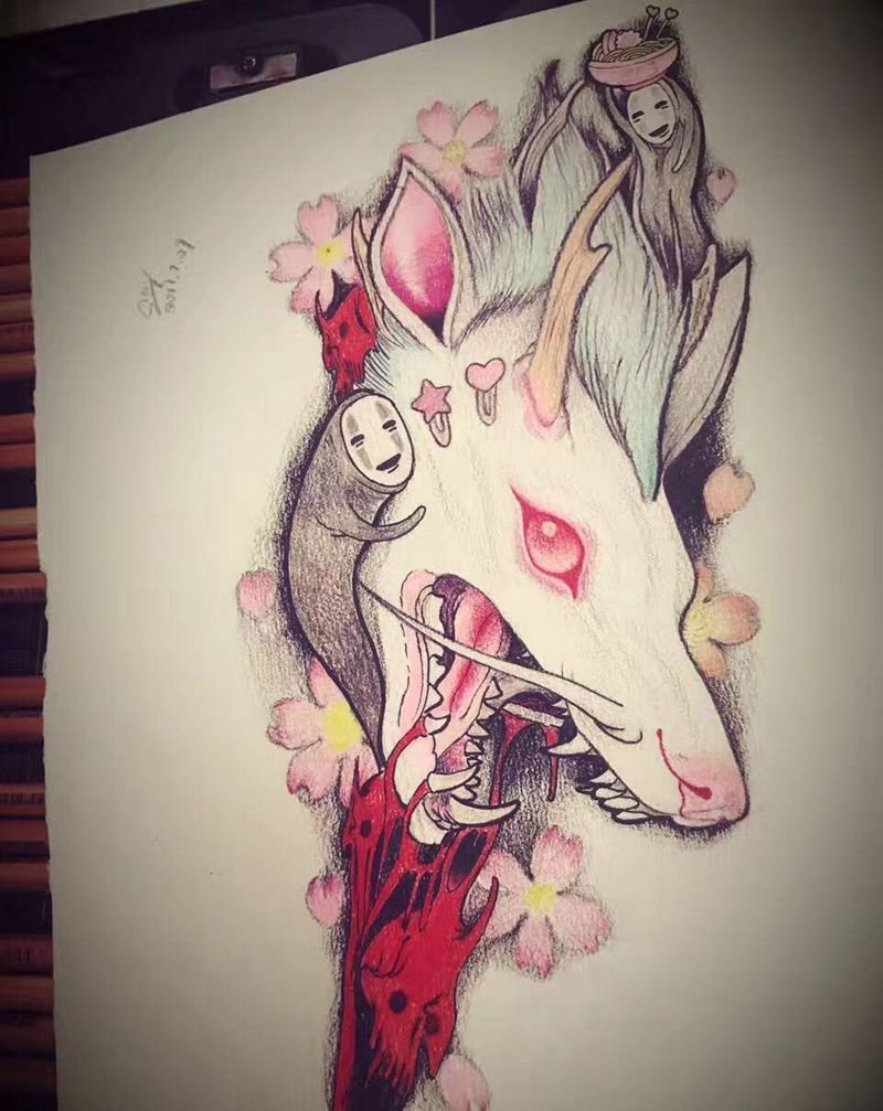 白龙纹身图片_手稿纹身图案