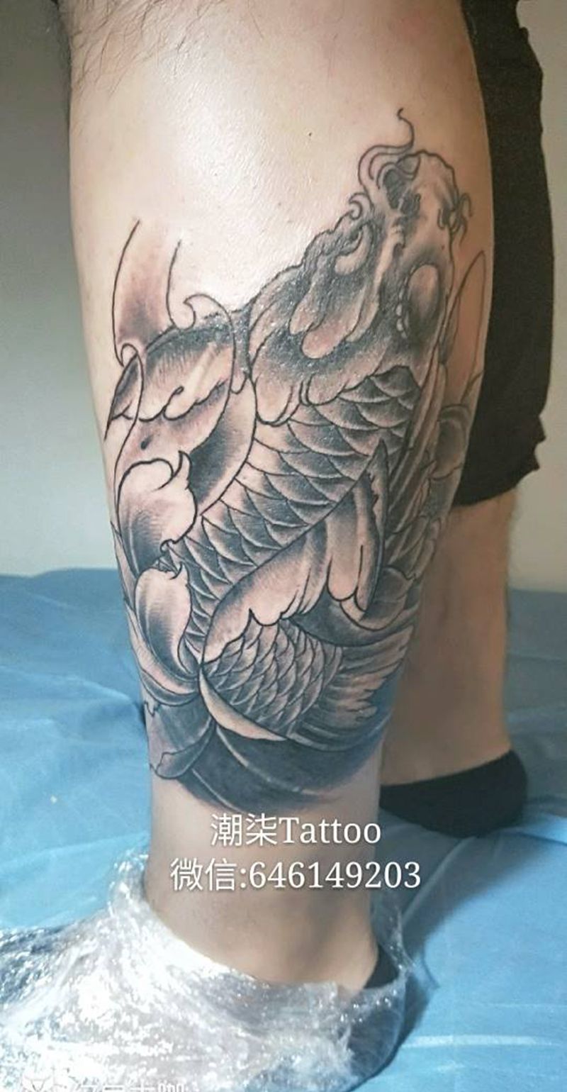 小腿遮盖纹身图片