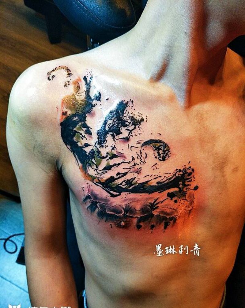 水墨虎纹身图片