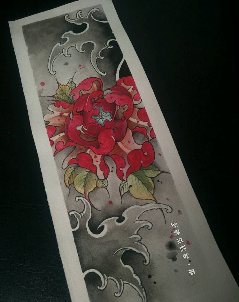 牡丹纹身图片_新传统纹身图案