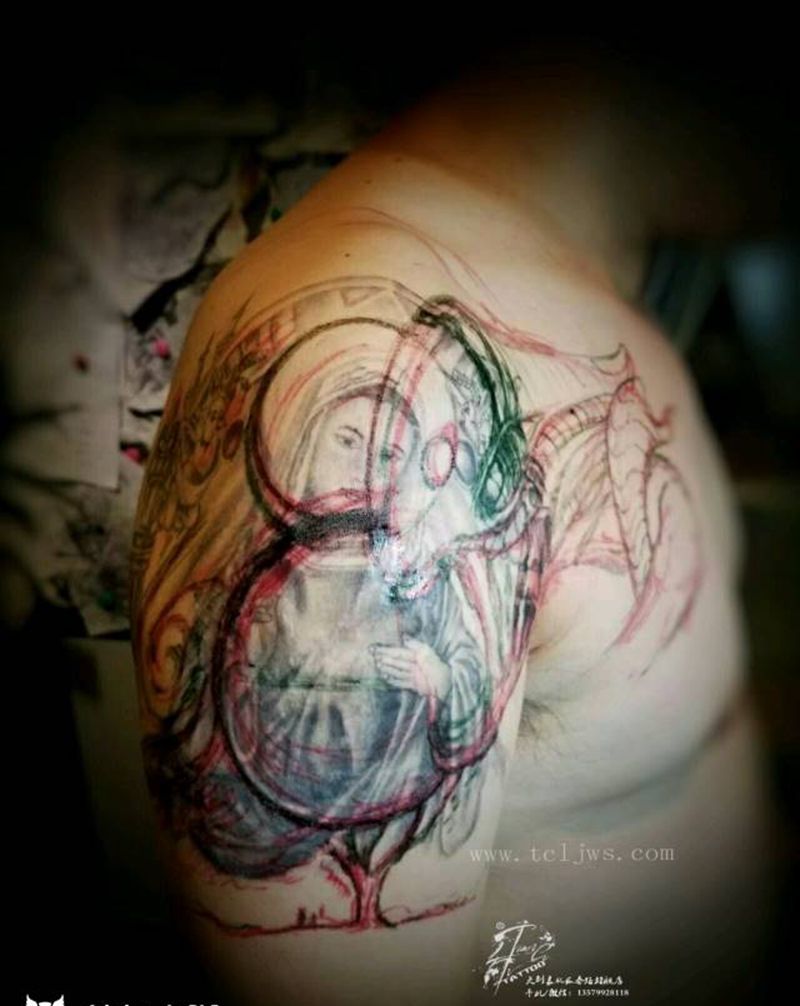 异形星空纹身遮盖纹身图片