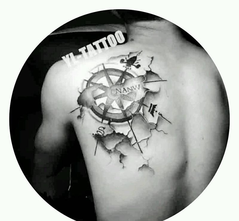 指南针纹身图片