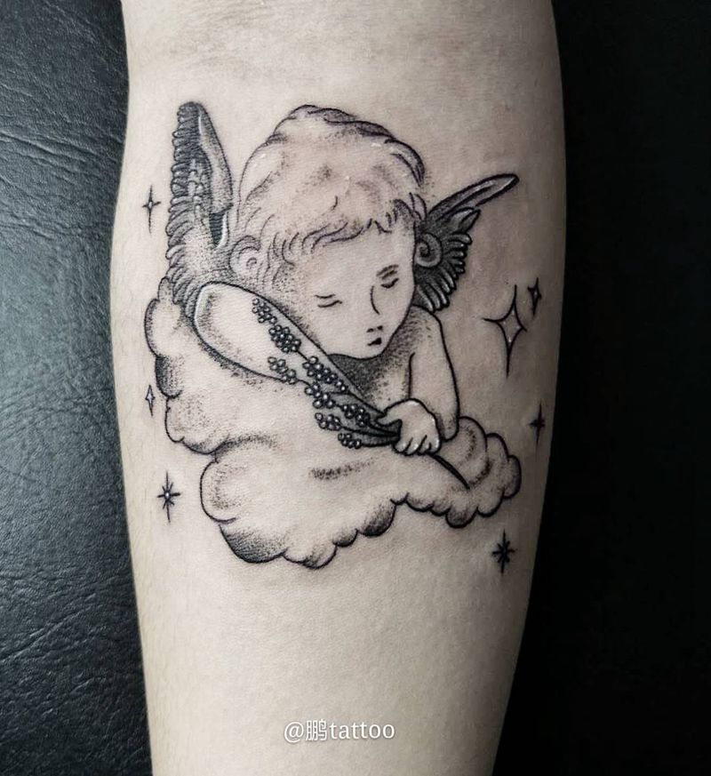 小天使纹身图片_手臂纹身图案