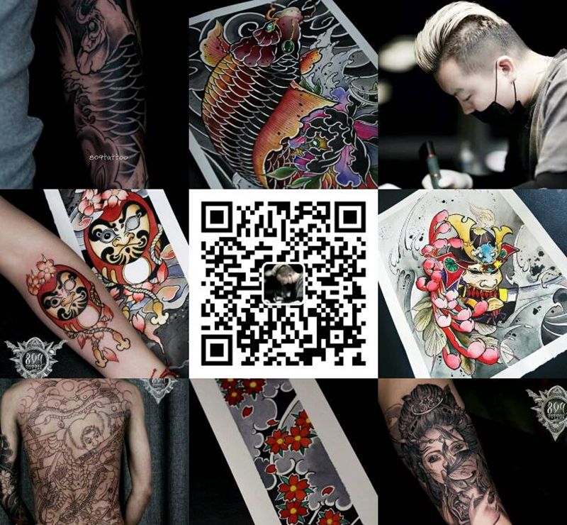 招纹身模特纹身图片_背部腿部老传统新传统纹身图案