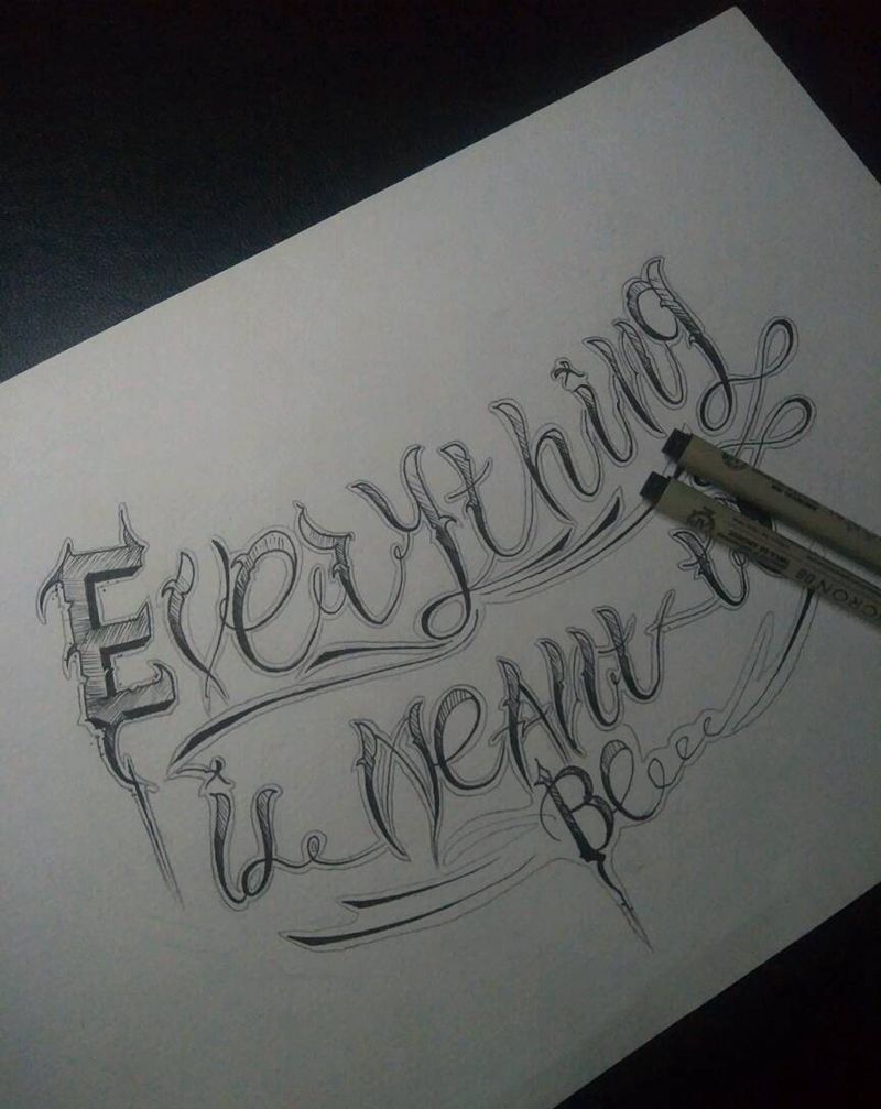 花体字纹身图片_胸部花体字纹身图案