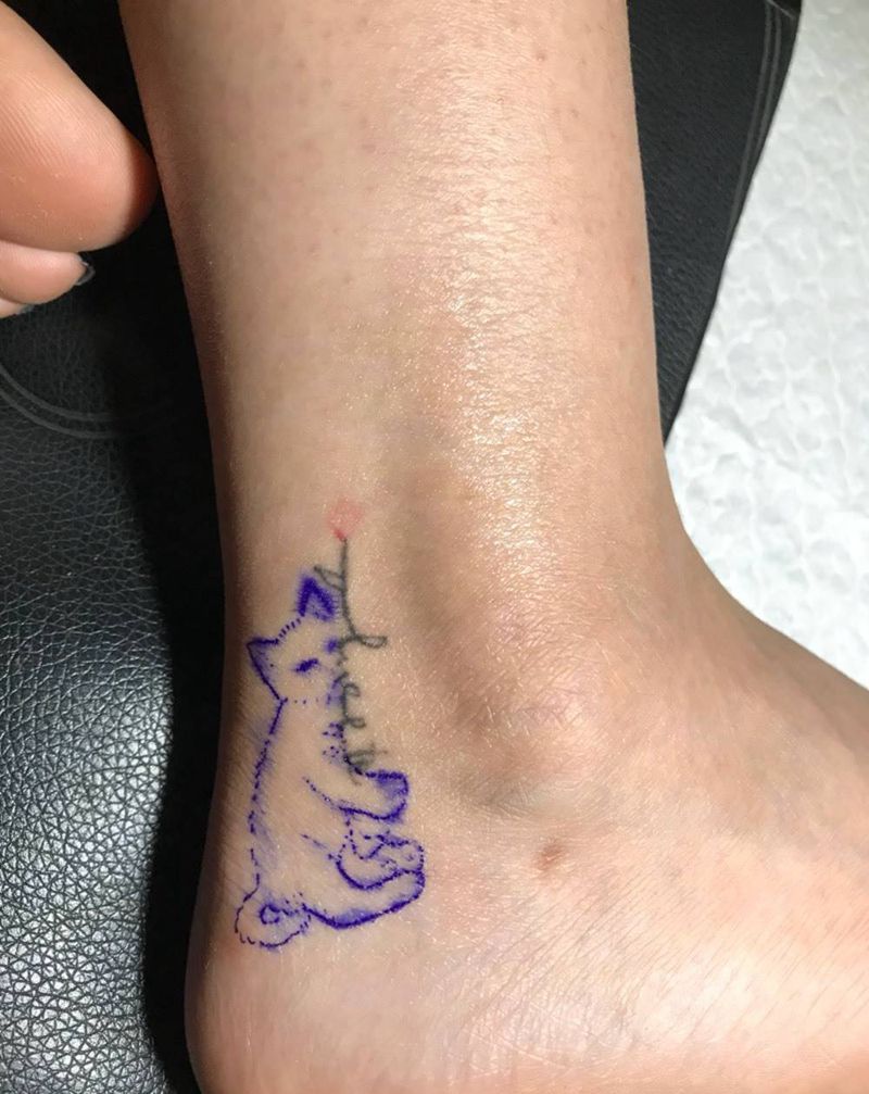 旧图修改纹身图片_成品脚部清新动物纹身图案