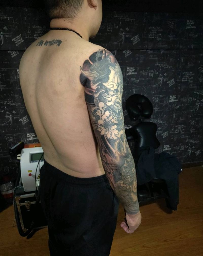 传统花臂纹身图片_手臂新传统纹身图案