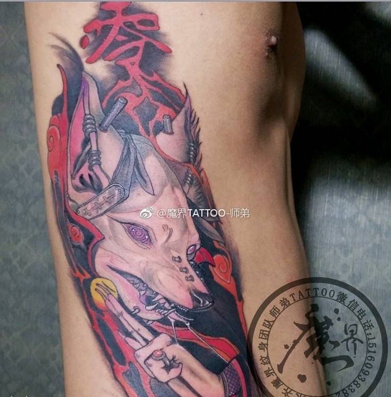 火影忍者佩恩纹身图片_腰部腹部New School纹身图案