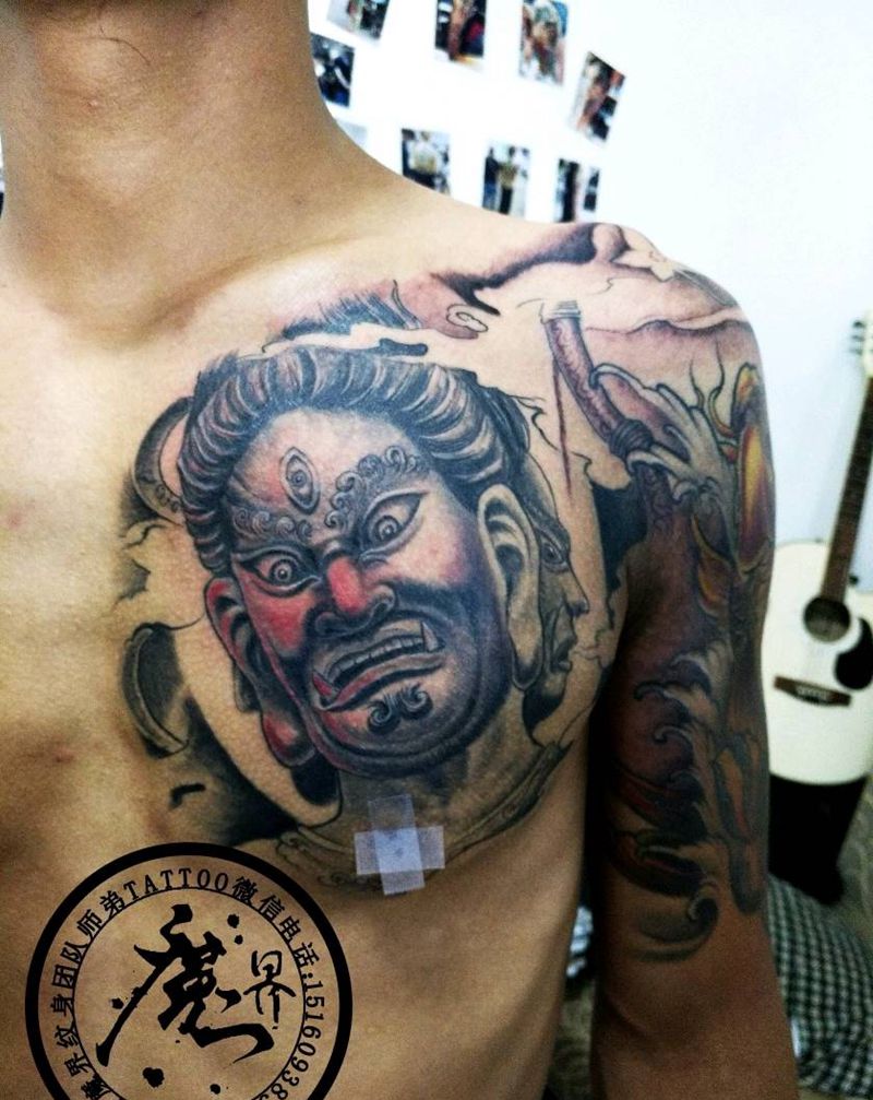 遮盖纹身图片_肩部胸部腿部传统动物人物植物鬼神宗教成品纹身图案