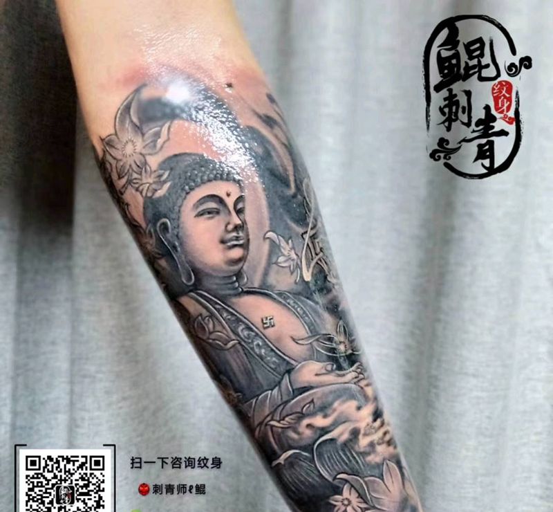 爆改传统包小臂纹身图片_手臂水墨新传统纹身图案