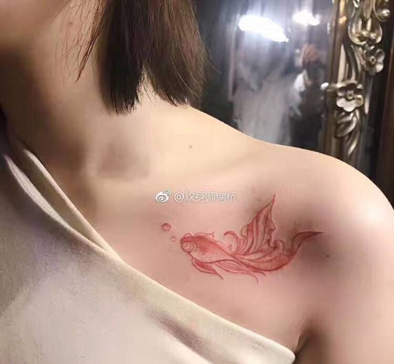 金鱼纹身图片_原创清新纹身图案