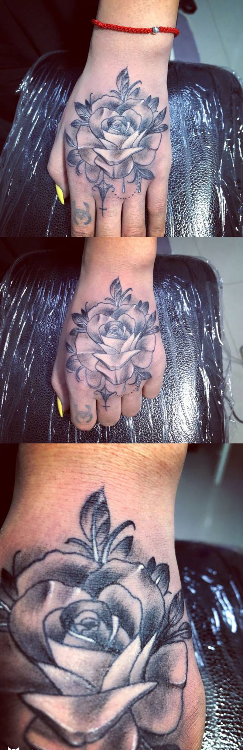 玫瑰纹身图片_手部纹身图案