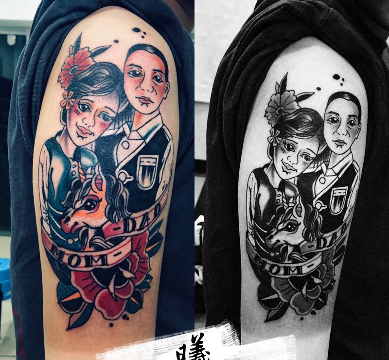 爱纹身图片_手臂Old School纹身图案