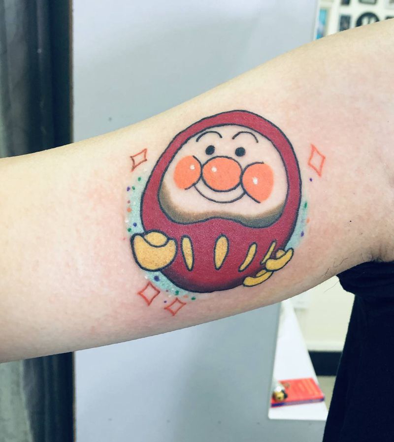 达摩蛋纹身图片_手臂水彩New School纹身图案