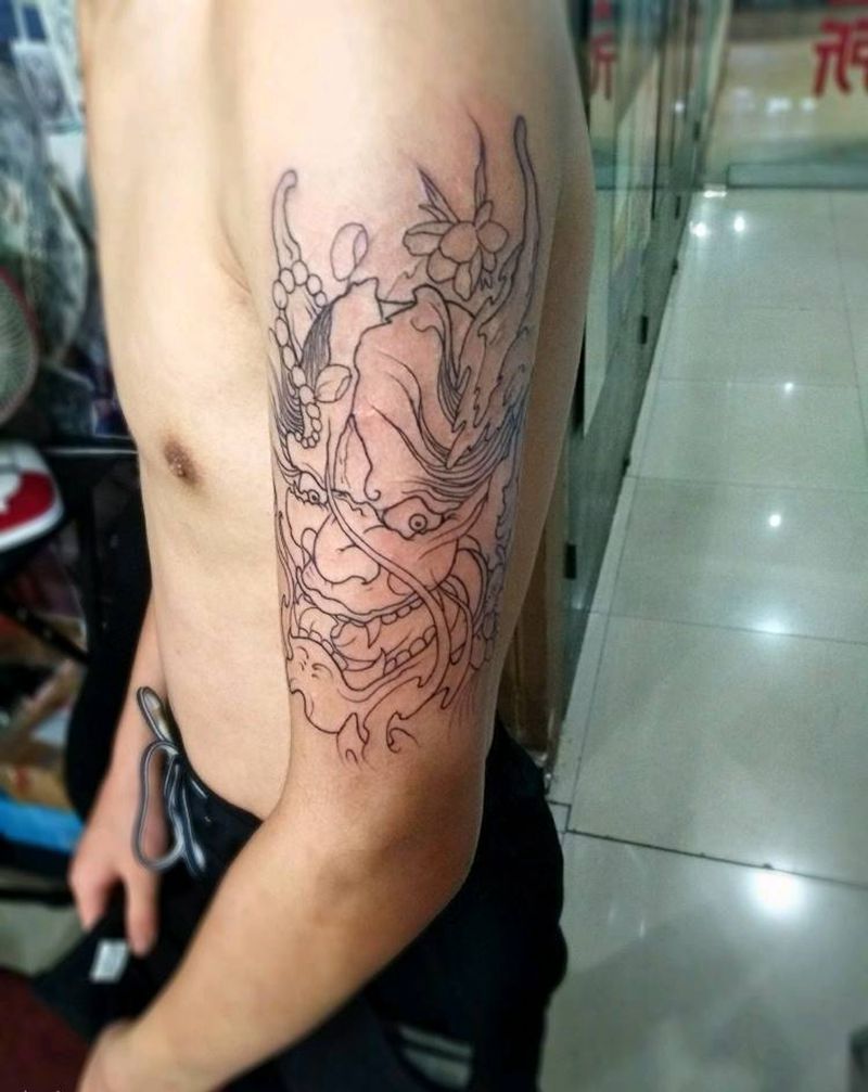 般若线条纹身图片