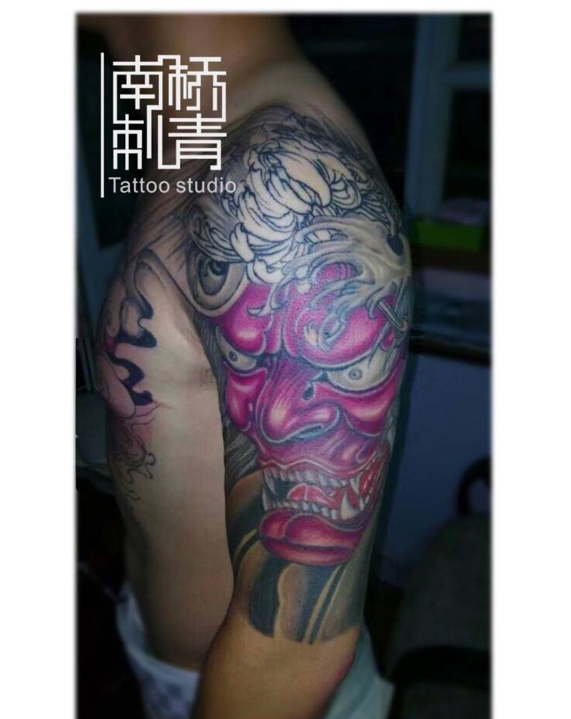 大臂般若未完成纹身图片