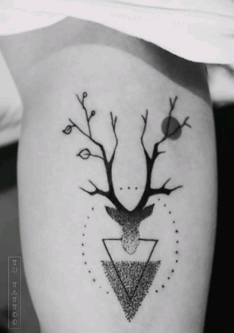 麋鹿纹身图片_手臂清新动物纹身图案