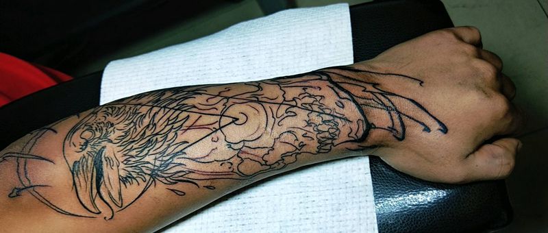 暗黑 骷髅纹身图片_手臂点刺纹身图案