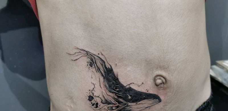 遮盖纹身图片_腹部纹身图案